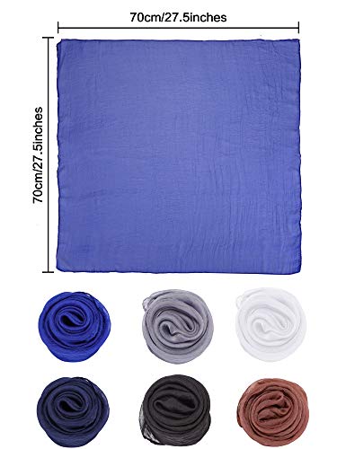 Boao 6 Pieces Chiffon Scarf 1950s Square Neck Head Scarfs Vintage Soft Polyester for Women Lady3