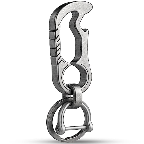 TISUR Titanium Carabiner Keychain Clip, Bottle Opener Keychain Multitool, Heavy Duty Car Keys Keychain Tactical for Men and Women