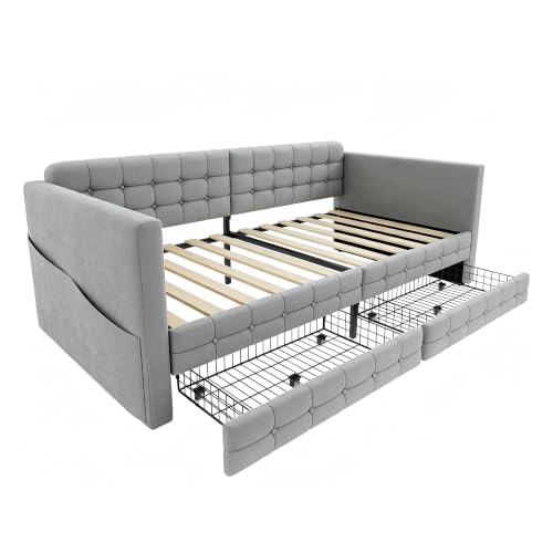 Sofá cama 90x190 cm Idemon con cuadros clásicos y dos cajones de almacenamiento inferior 4
