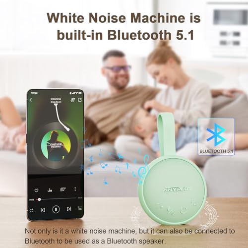Image of White Noise Sound Machine, Portable Sound Machine for Sleeping Adults & Baby, with Bluetooth 5.1 /24 Soothing Sounds /Battery Powered /3 Timer Memory Function for Office /Bedroom /Travel (Green
