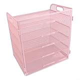 Besshepplo Organizador de archivos de escritorio de malla, accesorios de escritorio, productos de almacenamiento, soporte de carpeta de archivos de metal de 5 capas, organizador de archivos de