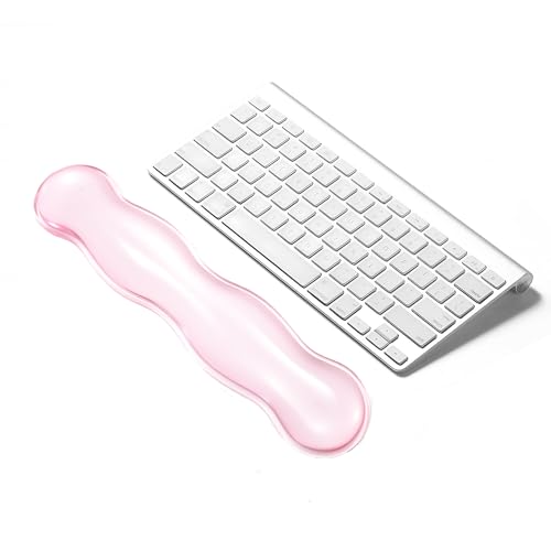 Clear Gel Wrist Rest for Keyboard, Keyboard Wrist Rest for Typing Pain Relief, Ergonomic Keyboard Arm Rest, Suitable for Office, Gaming, Computer, Laptop - Pink