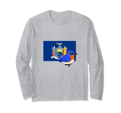 State Bird of New York Eastern Bluebird Birdorable Cartoon Long Sleeve T-Shirt