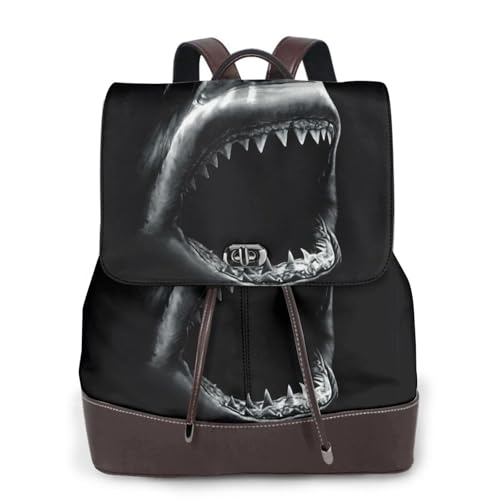 Sac à dos en cuir Shark1 élégant et durable pour ordinateur et voyage décontracté