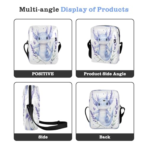 Crossbody Bag Cute Axolotl Lavender Messenger Bag for Women Men Purse Shoulder Bag Satchel Bag with Adjustable Strap 214B88794