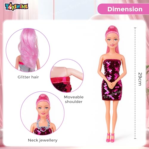 Image of Toyshine Layana Fashion Doll with Stylish Dress and Accessories Beauty and Style Pretend Play Gift for Girls Kids 3+