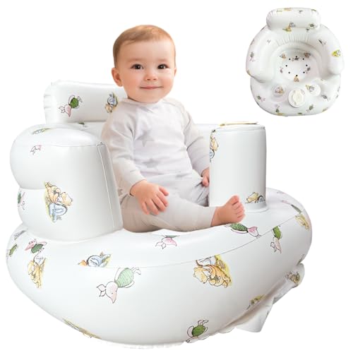 morabloomy Inflatable Baby Seat for Sitting Up 3-12 Months, Portable Anti-Slip Baby Chair with Built-in Air Pump, Lightweight for Travel, Camping, Indoor & Gifts