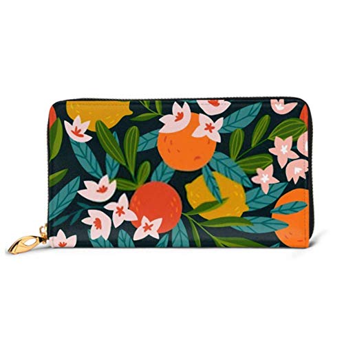Preisvergleich Produktbild JHGFG Mode Handtasche Reißverschluss Brieftasche Tropical Summer Fruit Nahtloses Muster Citrus Telefon Clutch Geldbörse Abendkupplung Blocking Leder Brieftasche Multi Card Or. En