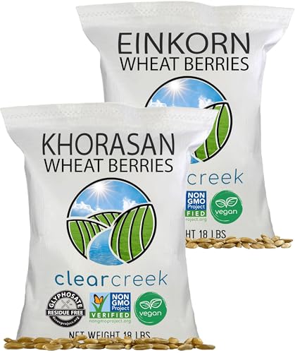 CLEAR CREEK Certified Glyphosate Residue Free Khorasan and Einkorn Wheat Berries | 36 lb (2-18 lb bags) | Non-GMO Project Verified