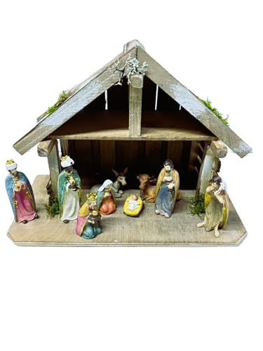 FADEDA Establo Tradition I/Altura: 18,5 cm/Pintadas a mano/Figuras de Belén fieles - Decoración de mesa de Navidad Cuna Accesorios