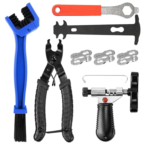 ETROBOT Kettennieter Fahrrad, Fahrradkette Werkzeug Kettenschloss Zange, Ketten Prüfer, Kettenentferner -Fahrradkette Reparatur Set -3 Paar Fahrradketten Nieten Kettenzange für 6-10 Fach Fahrradkette.
