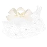 Feder Fascinator Haarspange Haarclip mit Gesichts Schleier Haarspangen - Beige