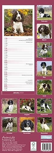 English Springer Spaniel Slim Calendar 2023 | Dog Breed Slimline Calendar | 12 Month Wall Calendar | January 2023 To December 2023 | With Free Organisational Stickers