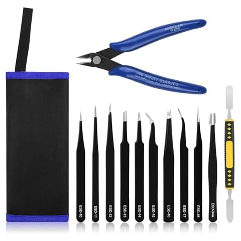 Ainiv 11PCS Precision Tweezers and Cutter Set Cover