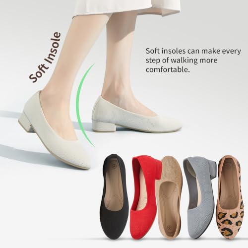Davena Women Low Chunky Block Heel Pumps Elegant Round-Toe Knitted Pumps Stylish Slip-On Heels for Business(Black,US11) by Davena - Used condition - Image 5