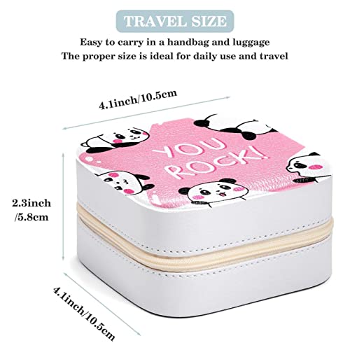 Boîte à bijoux You Rock Panda compartimentée en cuir PU durable - 4