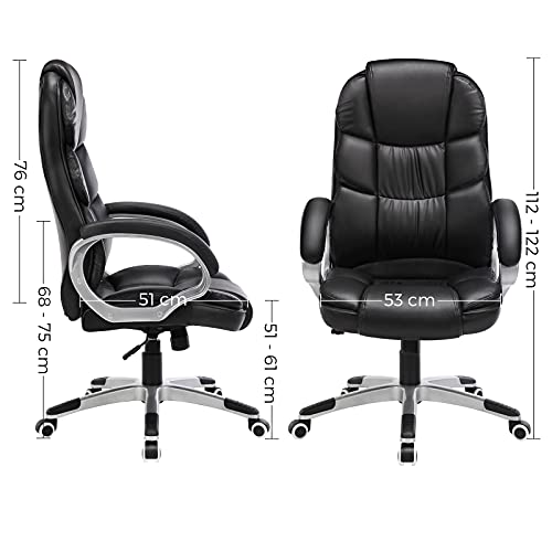 SONGMICS Office Chair Swivel Office Chair, Max. Load Capacity 150 kg, Black OBG24BUK