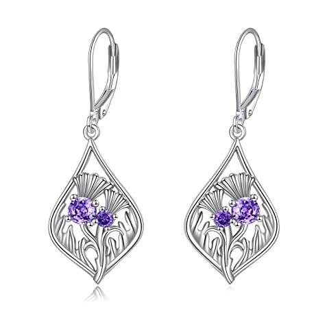 Pendientes de cardo escocés de plata de ley YFN Cover
