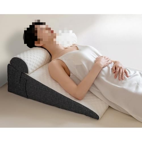 「FLYKING」三角クッション 三角枕 背もたれ クッション テレビ枕 傾斜枕 背もたれクッション 腰枕 逆流性食道炎枕 いびき対策 睡眠サポート なだらか枕 (61*61*20.5cm,三角形1+枕)