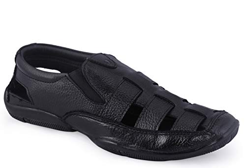 Image of Lazard Khadim's Men Black Casual Slip-On Sandal - UK 7