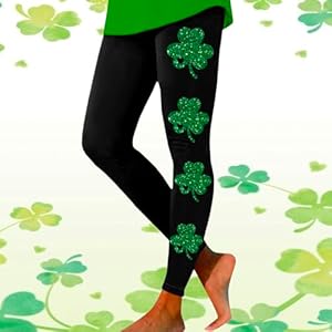 St patricks day leggings for women casual shamrock leggings irish green pant soft tummy control workout yoga pants  urban country home decor