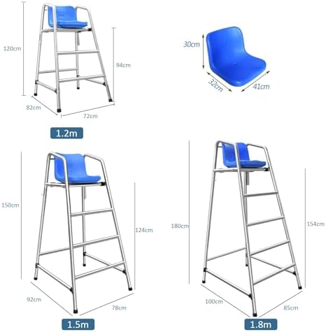 Stainless Steel Lifeguard Chair - 180cm, Armless, Comfortable, Modern Outdoor Design, Durable ABS, Max Weight 300kg, Ideal for Pools & Beaches, Stable Tower Base