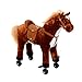 homcom Cavallo per i Bambini con Ruote Suono 65 x 28 x 75cm Marrone