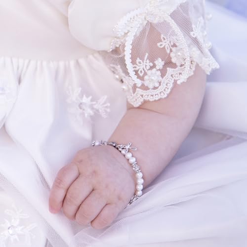 Image of Cherished Moments Baptism to Bride Cross Bracelet Gift for Girls in 925 Sterling Silver and Cultured Pearl