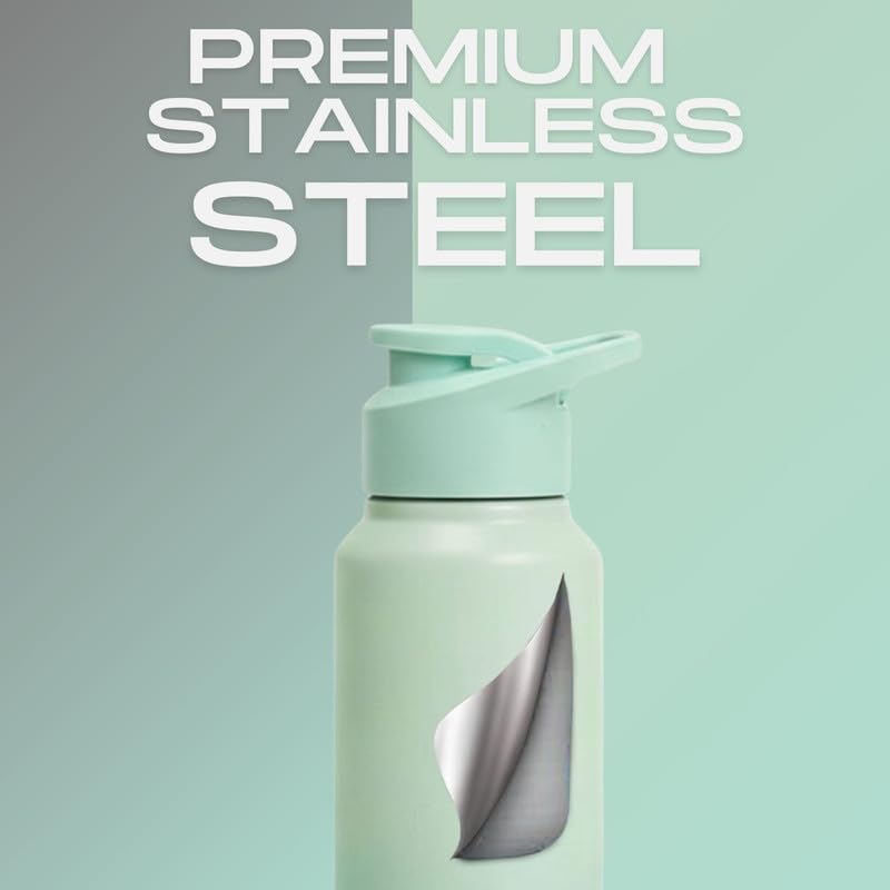 Image of Speedex Engraved Name Stainless Steel Sipper Water Bottle 1 Ltr - Customised Personalised Bottle for Kids & Adults, School, Gym, Sports, Dual Green, Set of 1