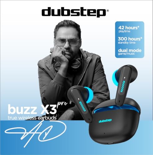 Image of Dubstep Buzz X3 Pro in-Ear Wireless Earbuds with Upto 42 hrs Playtime, 13mm Dynamic Drivers, X-Bass Technology, ENC, Clear Calls TWS Earbuds, Bluetooth V5.3 Earphones,Type-C Fast Charging (Blue /Black)