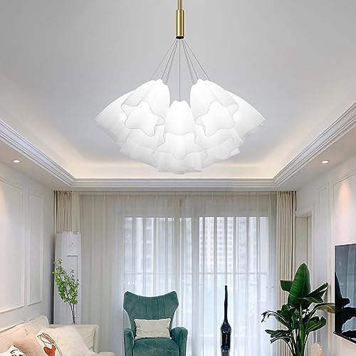 Éclairage LED chic et moderne à suspension fleurie dorée pour salon - 2