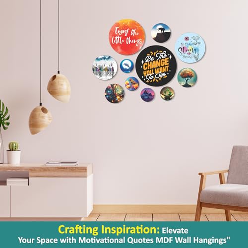 Image of Wooden Wall Hanging For Home Decor, Set of 11, Living Room, Bedroom, Office Decoration (Motivational quotes 1)