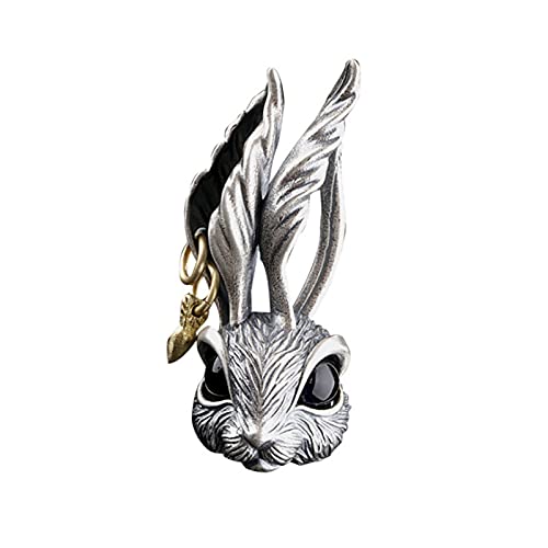 S925 Bijoux en Argent Sterling Pendentif Lapin personnalisé Collier Pendentif Hip-hop Rue Pendentif en Argent pour Hommes Femmes
