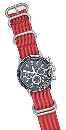 ArtStyle Watch Band with 1.5mm Thickness Quality Nylon Strap and Heavy Duty Brushed Buckle (Red, 18mm) - Thumbnail 4