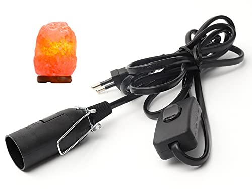 Hotloop Cavo per lampada di sale lampada presa UE con interruttore, E14, 1,8 m, portalampada, Nero