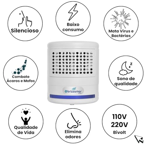 Purificador Ozonizador e Ionizador de Ar 1,5w 90m² Brizzamar