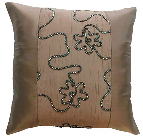 stickersquare Funda de cojín de 40 cm x 40 cm, decorativa, diseño de flores y espirales, color marrón