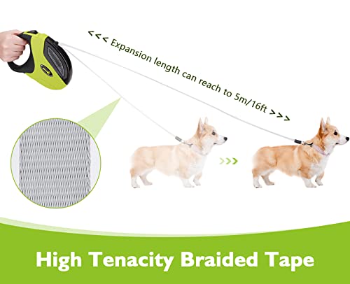 Pecute Retractable Dog Leash, 360° Tangle-Free Dog Leash Retractable, Easy One-Handed Brake, Pause, Lock, 16 Ft Strong Nylon Dog Leash Great For Large Medium Small Dogs #TOP1