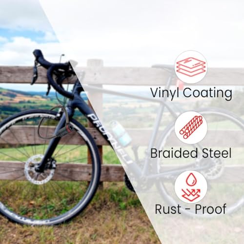 Image of Premium Heavy Duty Steel Cable Lock - 50cm Length, 7mm Thickness, Key Lock with 2 Keys - for Bikes, Cycles, Helmets, Scooters, Gates (Pack of 1)