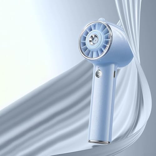Entgoinggo Ventilador de nebulización portátil de mano, recargable por USB, mini enfriador de 3 velocidades, funcionamiento silencioso para el hogar, oficina, viajes, al aire libre (azul cumbre)