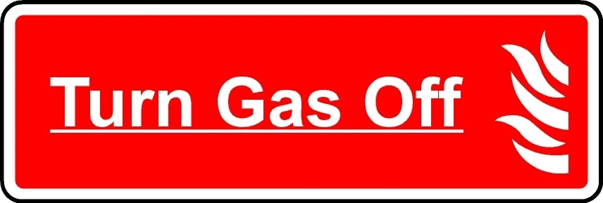 Turn Gas Off Safety Sign (L) - Self Adhesive Sticker (450mm x 150mm)