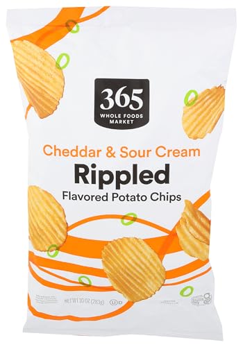 Image of 365 by Whole Foods Market Cheddar & Sour Cream Rippled Chip, 10 OZ