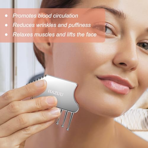 HAZUU Portable Stainless Steel Scalp Massager - Guasha Scraping Tool for Head, Neck, Shoulders, Legs & Arms - Ideal for Soothing Relief (Comb Shape) - Image 3