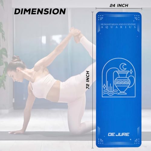 Image of De Jure Fitness Yoga Mat for Women and Men, 10mm Extra Thick Non-Slip NBR Exercise Mat for Yoga, Pilates, Gym & Floor Workouts - with Carry Strap - Aquarius