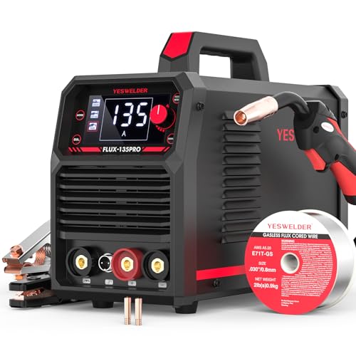 YESWELDER 135A MIG Welder, 110V Flux Core MIG/Lift TIG/Stick 3-in-1 Large LED Digital Display...