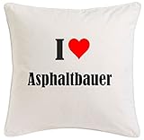 Reifen-Markt Kissenbezug I Love Asphaltbauer 40cmx40cm aus Mikrofaser geschmackvolle Dekoration für jedes Wohnzimmer oder Schlafzimmer in Weiß mit Reißverschluss