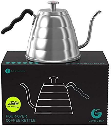 Gooseneck Kettle with Thermometer - 34oz Premium Stainless Steel Pour Over Coffee Maker Kettle, Stove Top, w/Precision Drip Spout, for Drip Coffee, French Press, Tea Kettle, 4 Cup