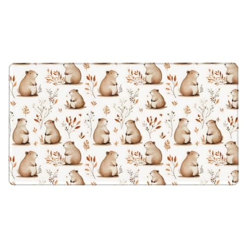 Grand tapis de souris de jeu Capybara marron avec base en caoutchouc antidérapante