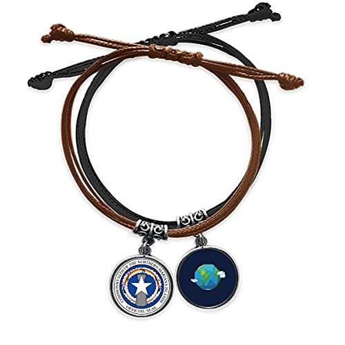 Pulsera de las Islas Marianas del Norte con emblema nacional y cordón de cuero ajustable