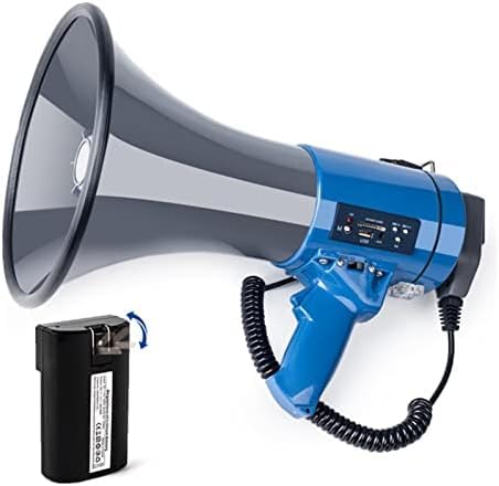Loud Hailer, Fashion Bullhorn s Megáfono portátil de Alta Potencia de 50 vatios con Altavoz de megáfono grabable Altavoz de megáfono de Voz Clara for Exteriores,Megáfono